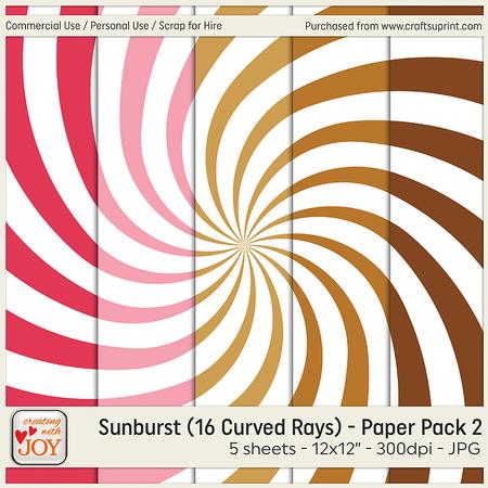 Sunburst (16 Curved Rays) Background Paper 2