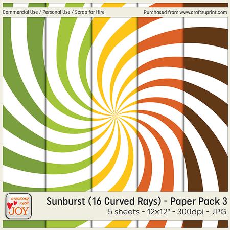 Sunburst (16 Curved Rays) Background Paper 3