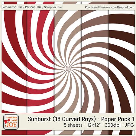 Sunburst (18 Curved Rays) Background Paper 1