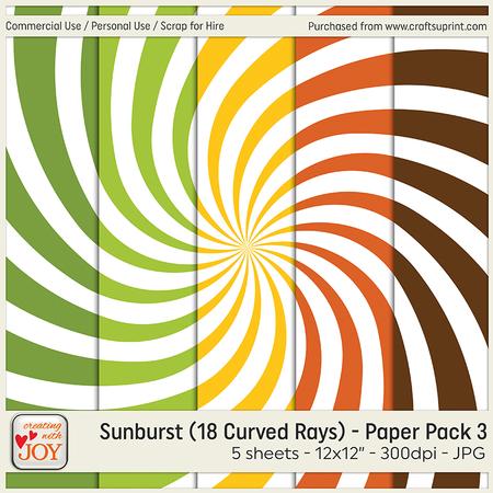 Sunburst (18 Curved Rays) Background Paper 3