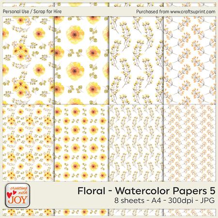 A4 Floral Watercolor Background Papers 5