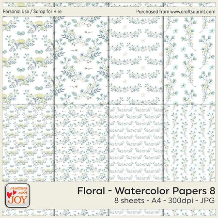 A4 Floral Watercolor Background Papers 8