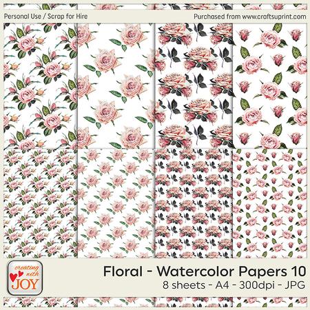 A4 Floral Watercolor Background Papers 10