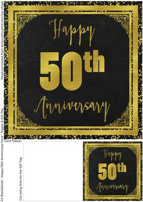 Black and Gold 50th Golden Wedding Card