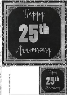 Black and Silver 25th Silver Wedding Card
