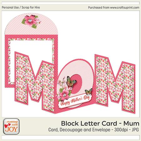Trifold Mom Block Letters Mothers Day Card