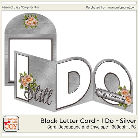 Trifold I Do Block Letters 25th Silver Wedding Anniversary