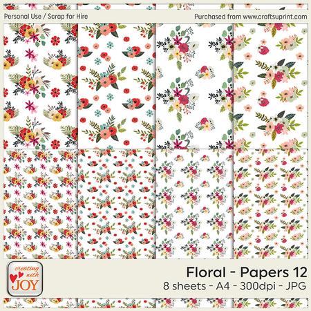 A4 Hand Drawn Floral Background Papers 12