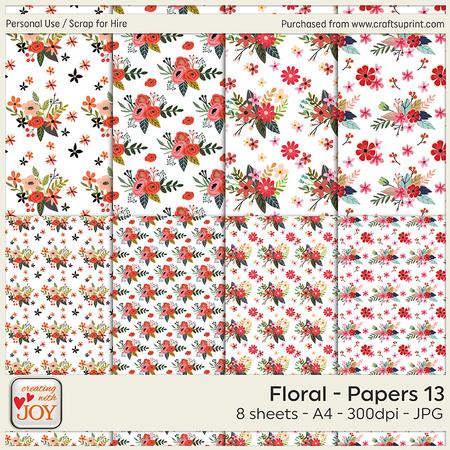 A4 Hand Drawn Floral Background Papers 13