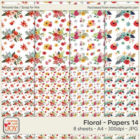 A4 Hand Drawn Floral Background Papers 14