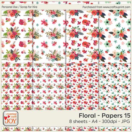 A4 Hand Drawn Floral Background Papers 15