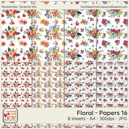 A4 Hand Drawn Floral Background Papers 16
