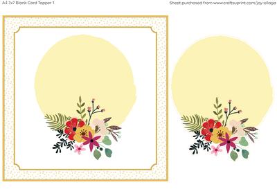 7x7" Floral Blank Card Topper 1