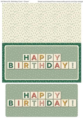 Retro Dl Green Birthday Card