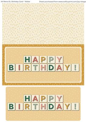 Retro Dl Yellow Birthday Card