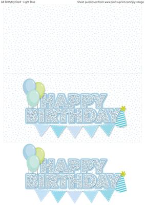 Dl Web-style Light Blue Happy Birthday