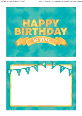 5x7 Watercolor Birthday Card Topper 1