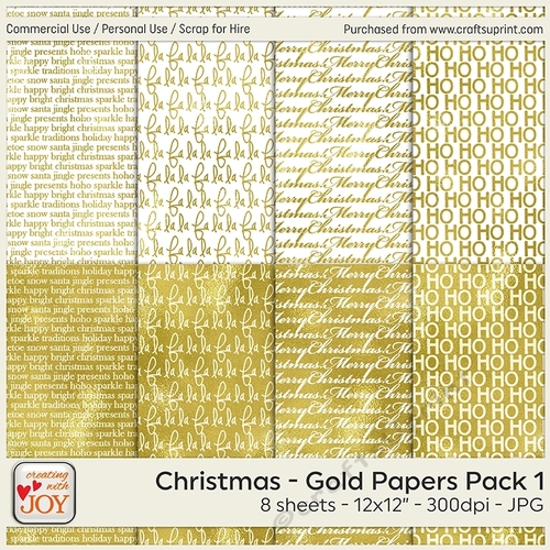 12x12 Designer Resources Christmas-themed words with Gold Foil Effect