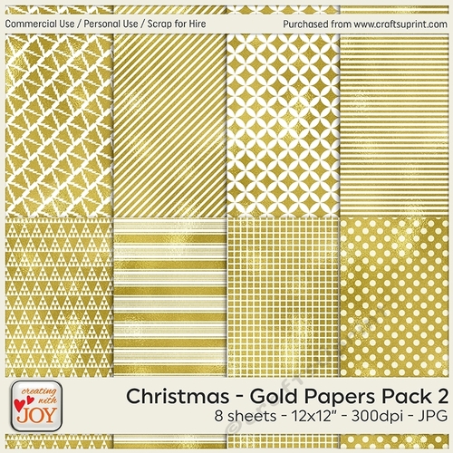 12x12 Designer Resources Christmas-themed Papers Gold Foil Effect