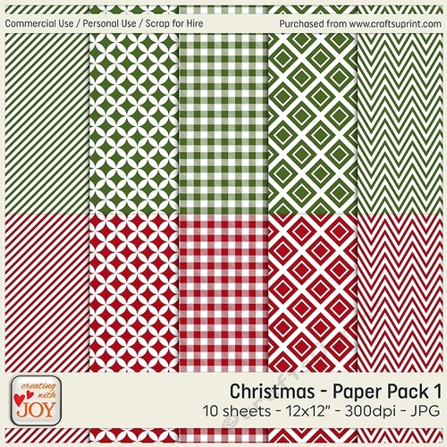 12x12 Designer Resources Red and Green Patterned Papers