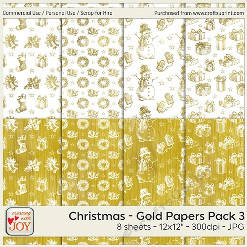 12x12 Designer Resources Christmas-themed Papers Gold Foil Effect