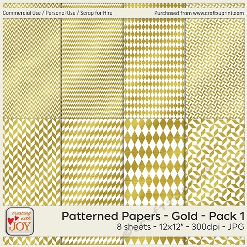 12x12 Designer Resources Patterned Papers in Gold Foil