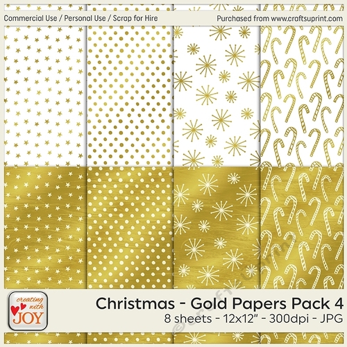 12x12 Designer Resources Christmas-themed Papers Gold Foil Effect