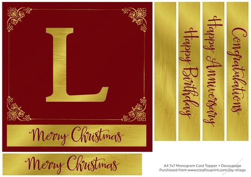 7x7 Gold Foil Effect Monogram Topper 1 - L