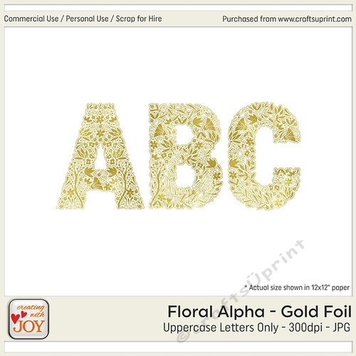 Floral Alpha in Gold Foil