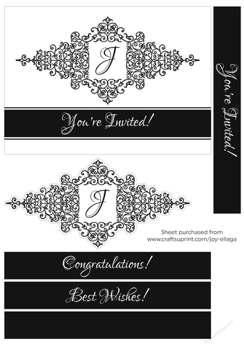 5X7 Flourish Frame Black and White Monogram J