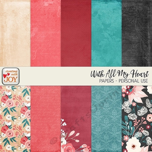 12x12 Floral Vintage Valentines/Wedding Background Papers