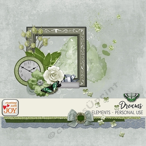 Dreams - Various Embellishments in Green and Grey Shade