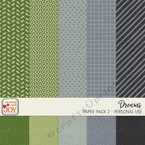 Dreams - 12x12 Textured Solid and Patterned Papers in Green and Grey Shade