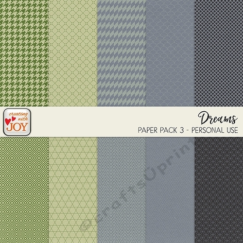 Dreams - 12x12 Patterned Papers in Green and Grey Shade