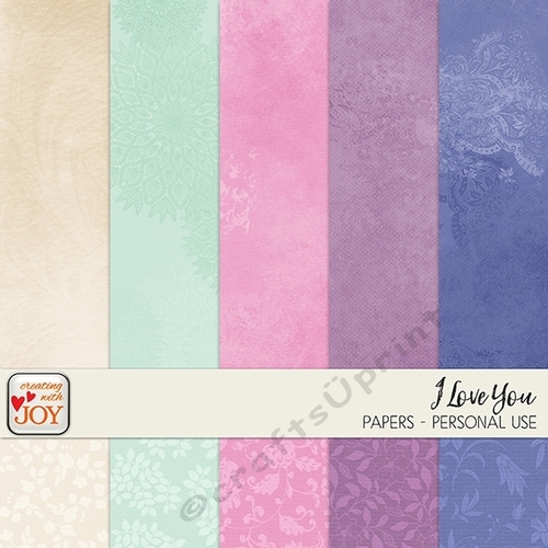 I Love You - 12x12 Textured Artsy Patterned Paper
