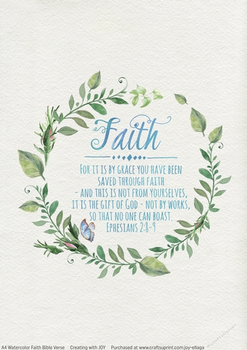 A4 Watercolor Effect Faith Bible Verse