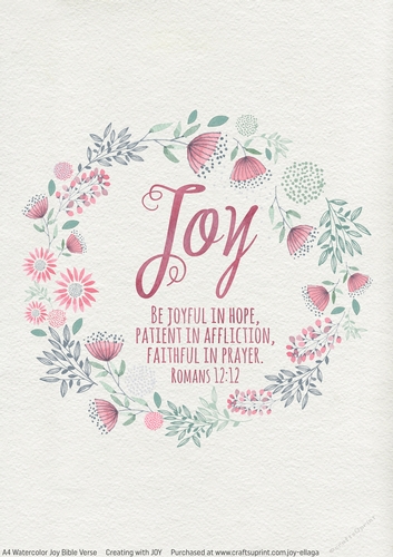 A4 Watercolor Effect Joy Bible Verse
