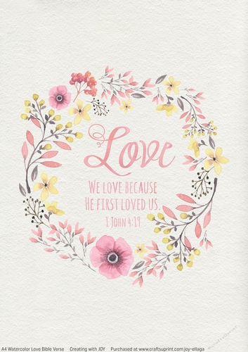 A4 Watercolor Effect Love Bible Verse