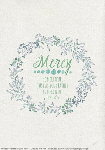A4 Watercolor Effect Mercy Bible Verse