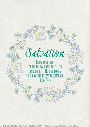 A4 Watercolor Effect Salvatione Bible Verse