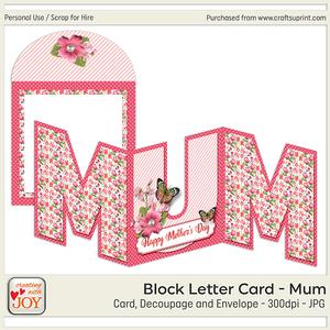 Trifold Mum Block Letters Mothers Day Card