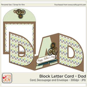 Trifold Dad Block Letters Fathers Day Card