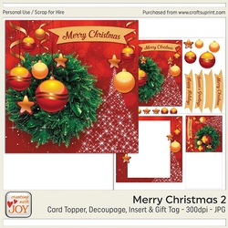 7x7 Christmas Card with Stars, Baubles, Wreath, and Christmas Tree