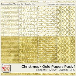 12x12 Designer Resources Christmas-themed words with Gold Foil Effect