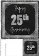 Black and Silver 25th Silver Wedding Card