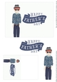 Fathers Day Card Man with Shades and Hat wearing Leaf-Patterned Collared Shirt and Jeans