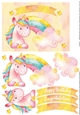 5x7 Watercolor Effect Unicorn on Rainbow Card and Decoupage - Yellow
