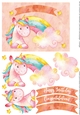 5x7 Watercolor Effect Unicorn on Rainbow Card and Decoupage - Orange