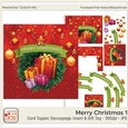 7in Christmas Card with Stars, Baubles, Wreath, and Gifts