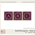 3x3 Gold Foil Effect Monogram Pack 4